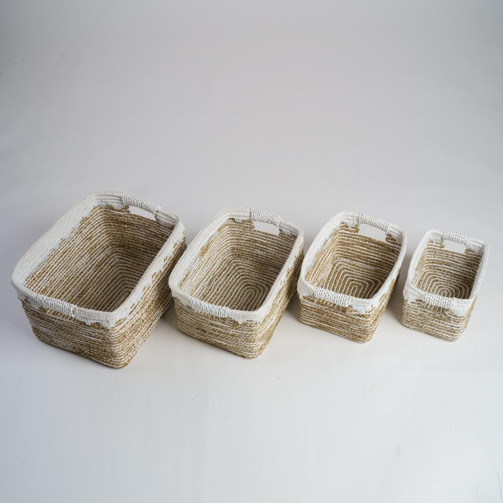 Lote de 2 cestas de almacenamiento de fibra vegetal Caty Lote de 2 cestas de almacenamiento de fibra vegetal Caty