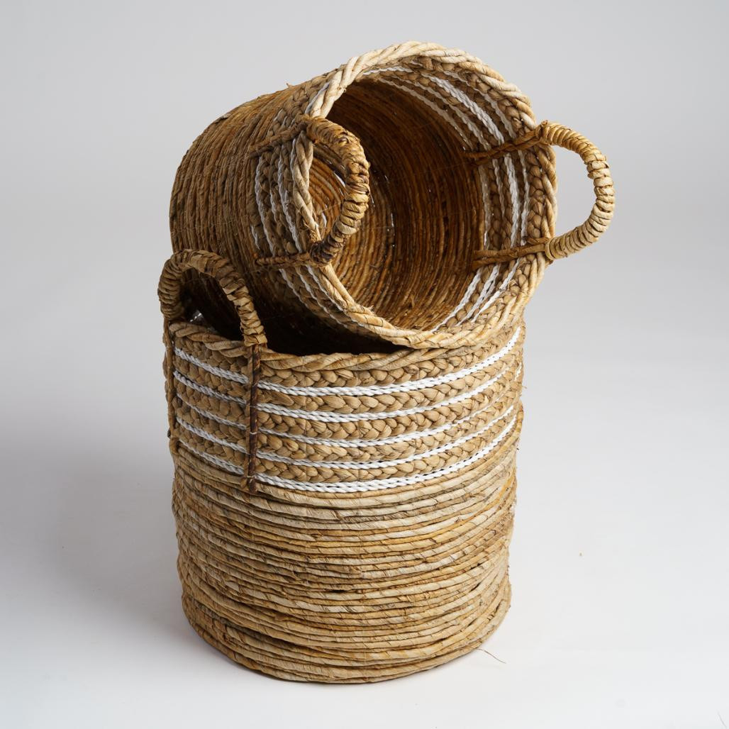 Paniers en fibre végétale XL-M beige Yvo (x2) Paniers en fibre végétale XL-M beige Yvo (x2)