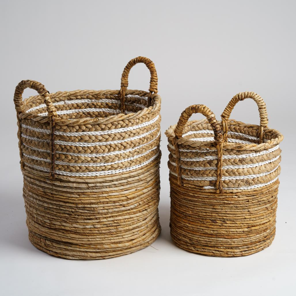 Paniers en fibre végétale XL-M beige Yvo (x2) Paniers en fibre végétale XL-M beige Yvo (x2)