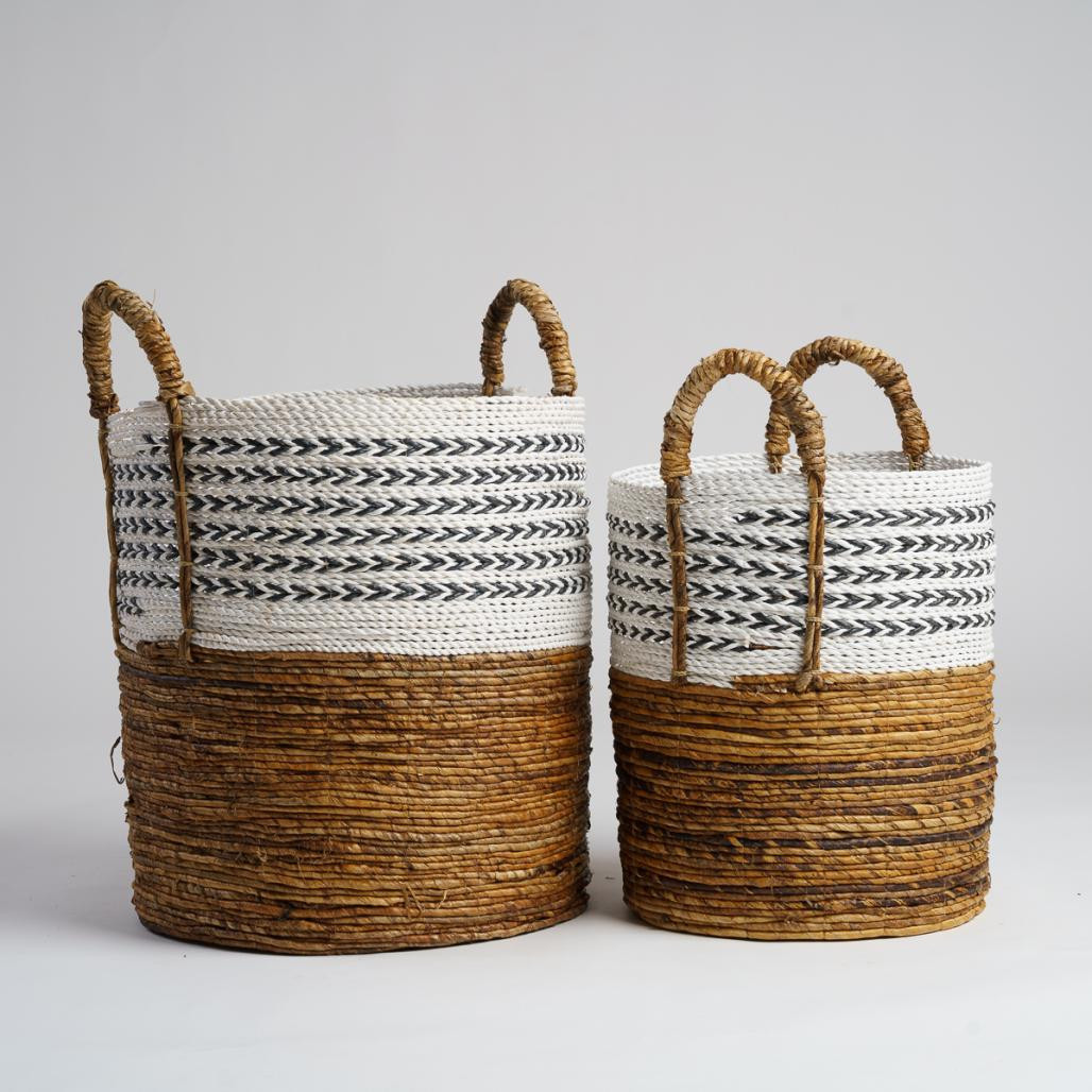 2 paniers avec poignée en fibre végétale XL-M Sookie 2 paniers avec poignée en fibre végétale XL-M Sookie