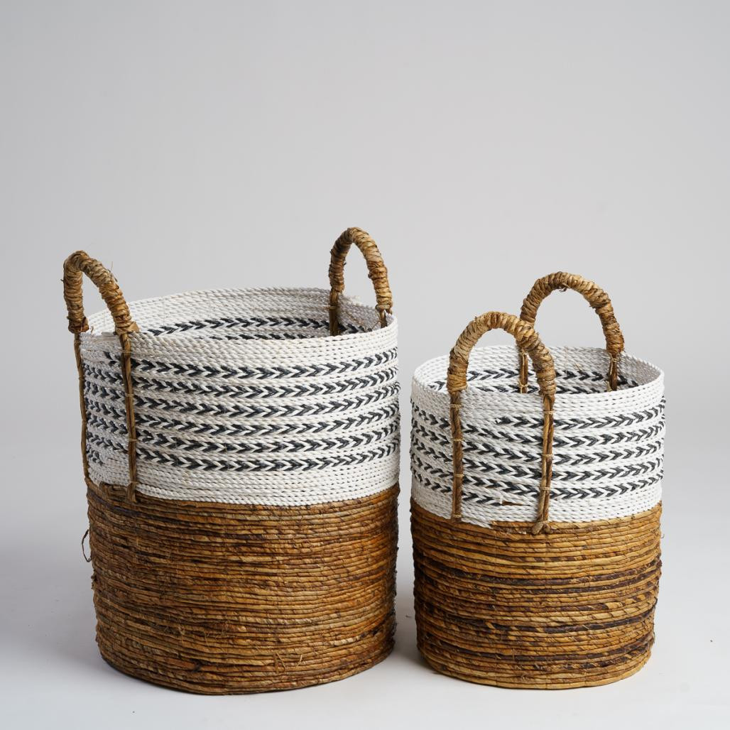 2 paniers avec poignée en fibre végétale XL-M Sookie 2 paniers avec poignée en fibre végétale XL-M Sookie