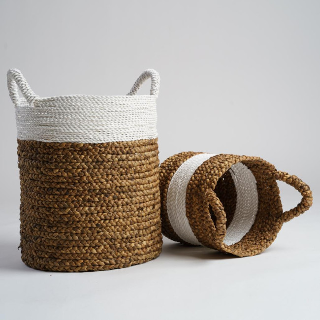 Lot de 2 paniers tressés en jacinthe d'eau L-S Vito