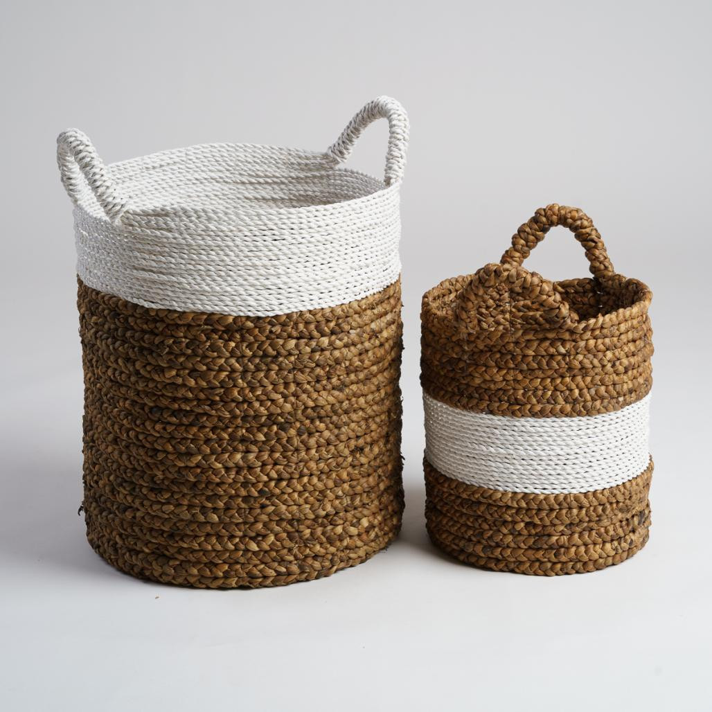 Lot de 2 paniers tressés en jacinthe d'eau L-S Vito