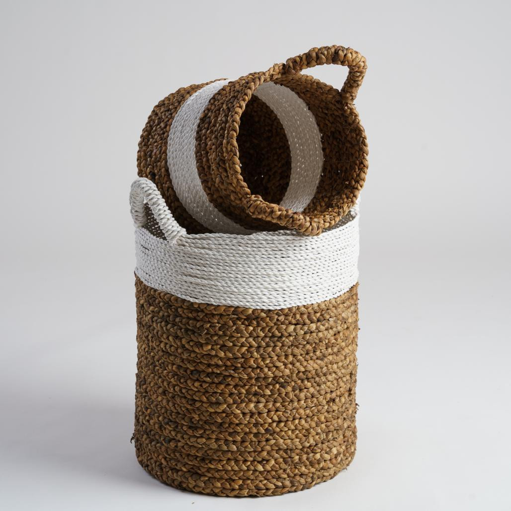 Lot de 2 paniers tressés en jacinthe d'eau L-S Vito