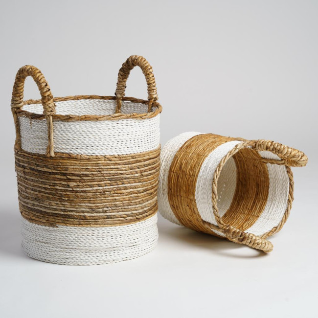 Lot de 2 paniers en fibre végétale avec poignées L-S Unix