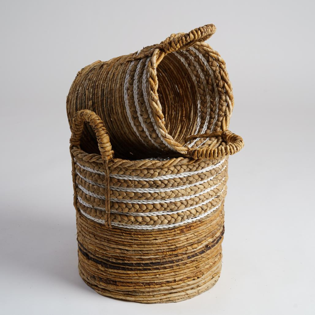 Paniers en fibre végétale L-S beige Yvo (x2) Paniers en fibre végétale L-S beige Yvo (x2)