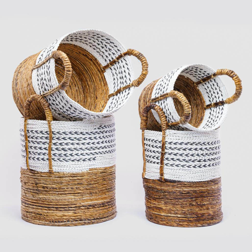 2 paniers avec poignée en fibre végétale L-S Sookie