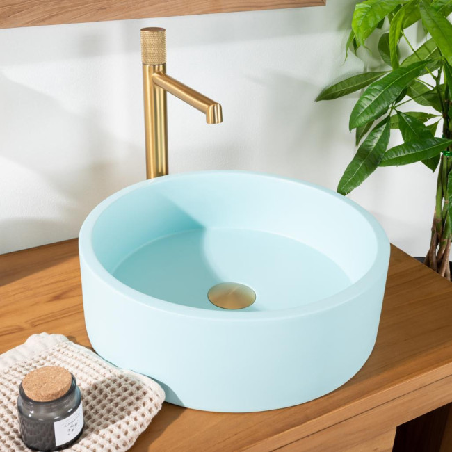 Lavabo de hormigón redondo 38cm azul Nox