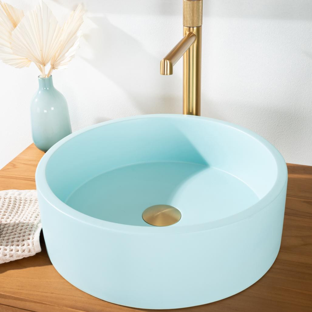 Lavabo de hormigón redondo 38cm azul Nox