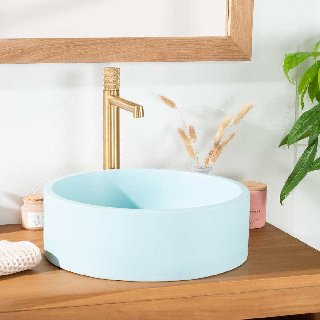 Lavabo de hormigón redondo 38cm azul Nox