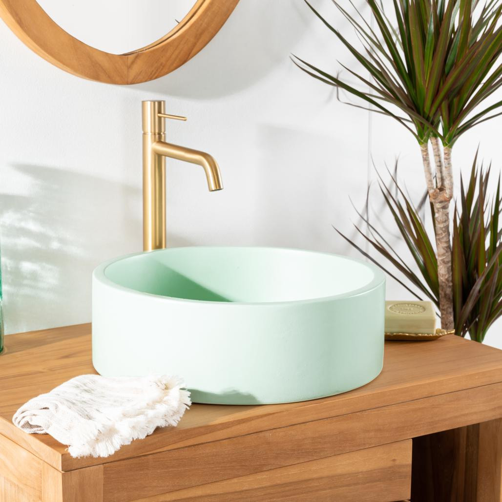 Lavabo de hormigón redondo 38cm verde Nox Lavabo de hormigón redondo 38cm verde Nox