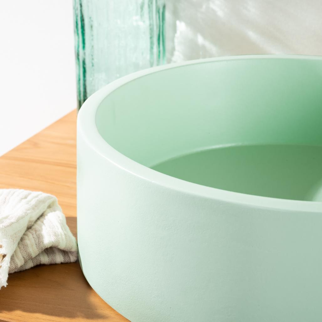Lavabo de hormigón redondo 38cm verde Nox Lavabo de hormigón redondo 38cm verde Nox