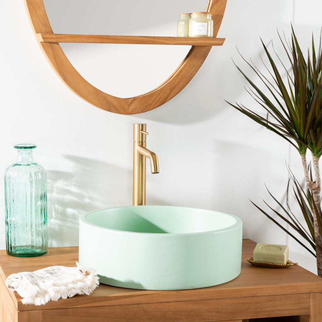 Lavabo de hormigón redondo 38cm verde Nox Lavabo de hormigón redondo 38cm verde Nox