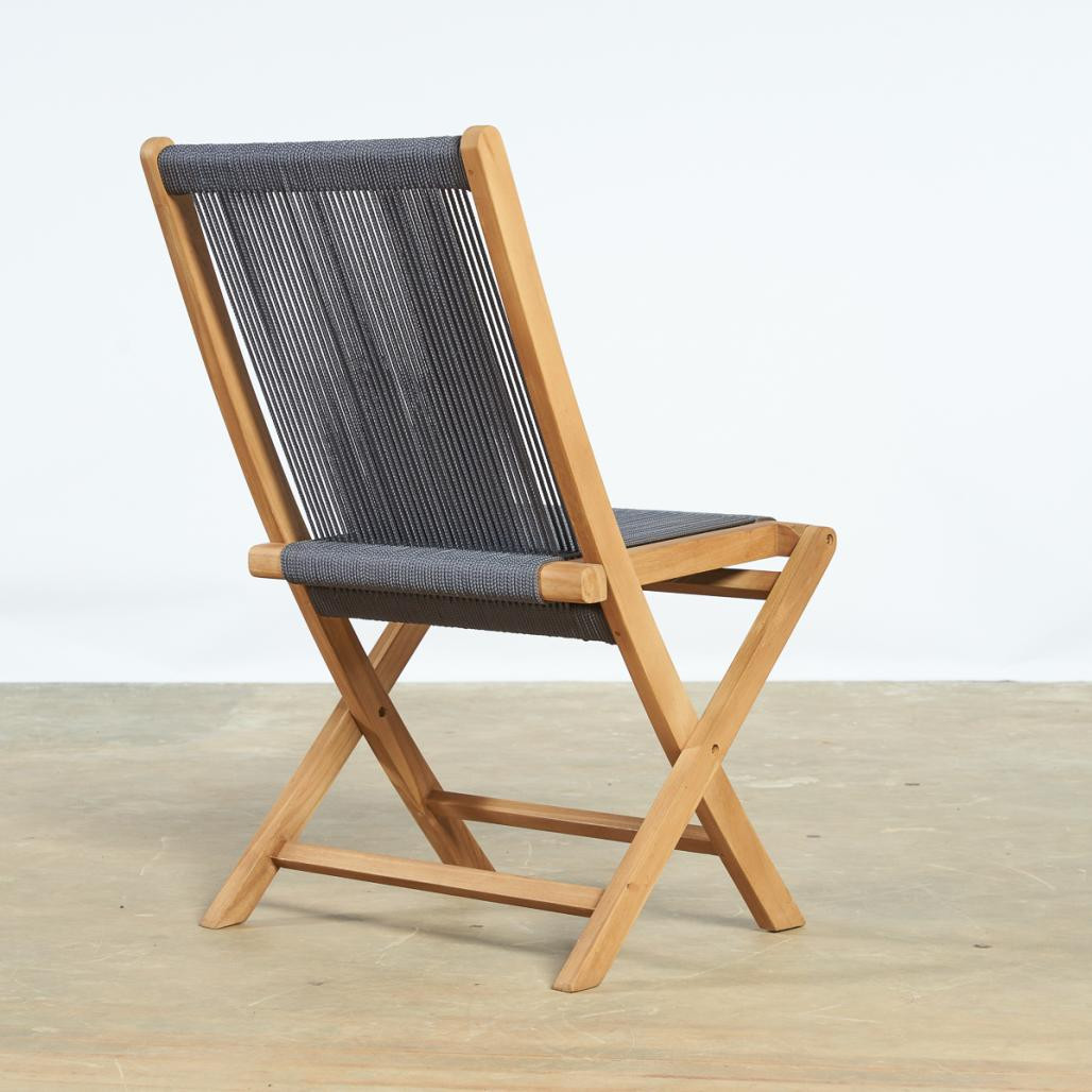 Lot de 2 chaises de jardin en teck et corde dark grey Kristo