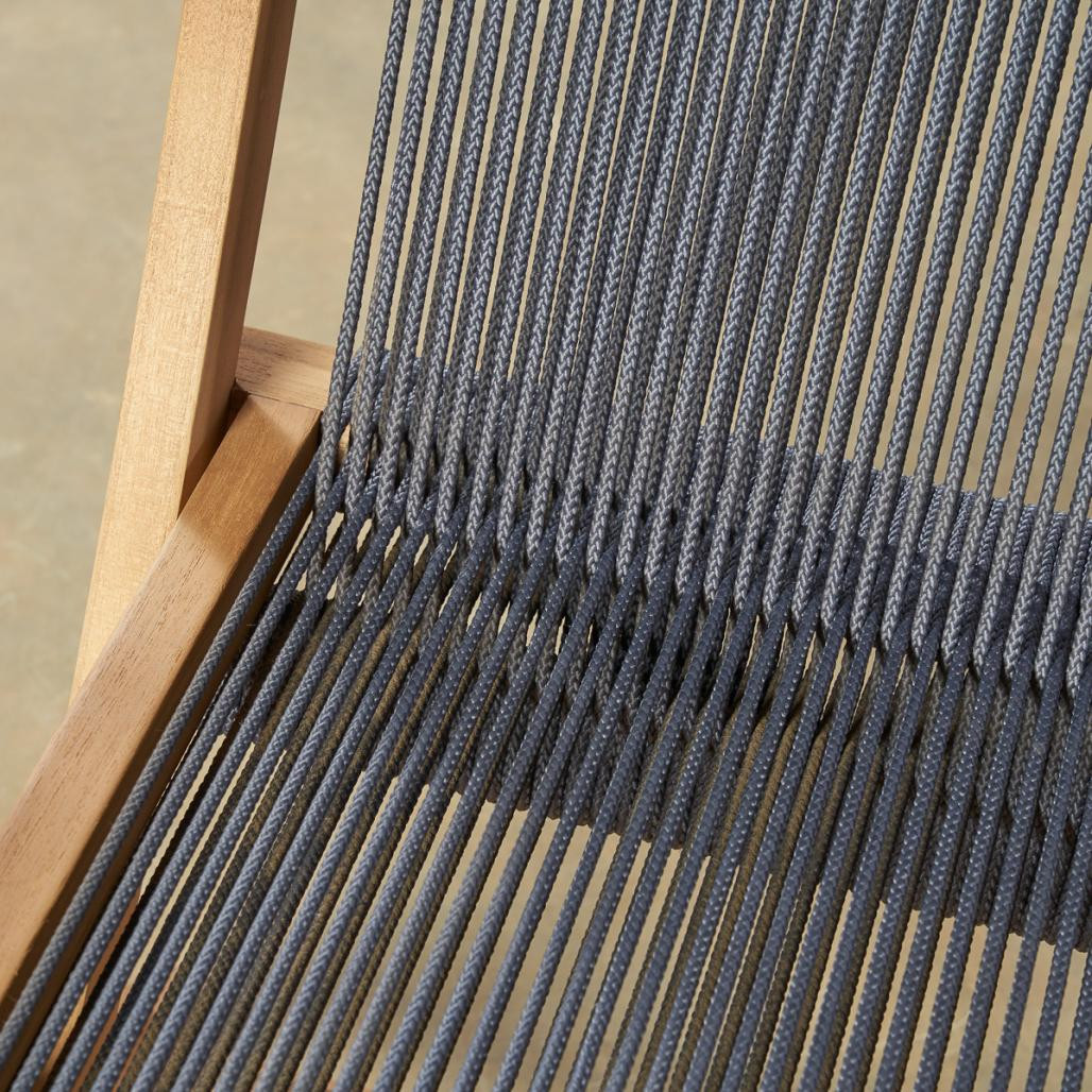 Lot de 2 chaises de jardin en teck et corde dark grey Kristo