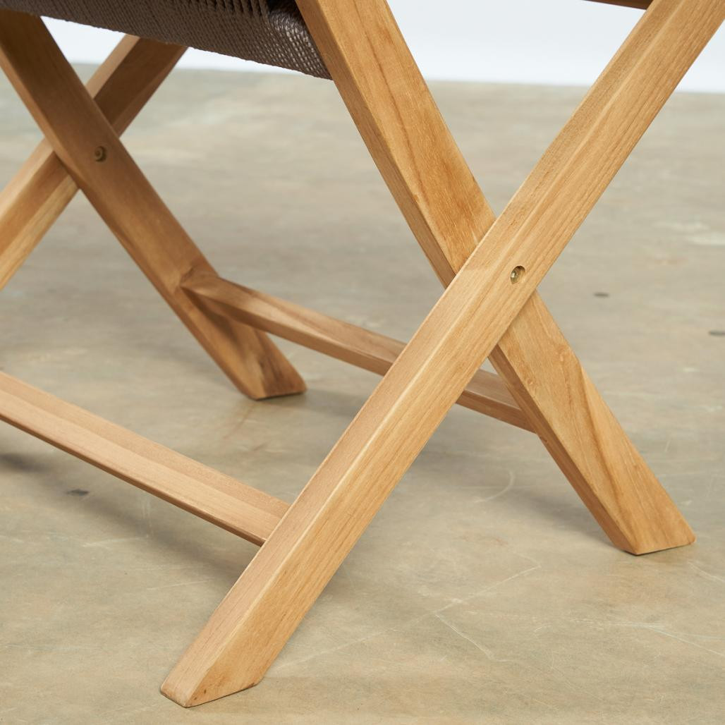 Lot de 2 chaises de jardin en teck et corde gris Kristo