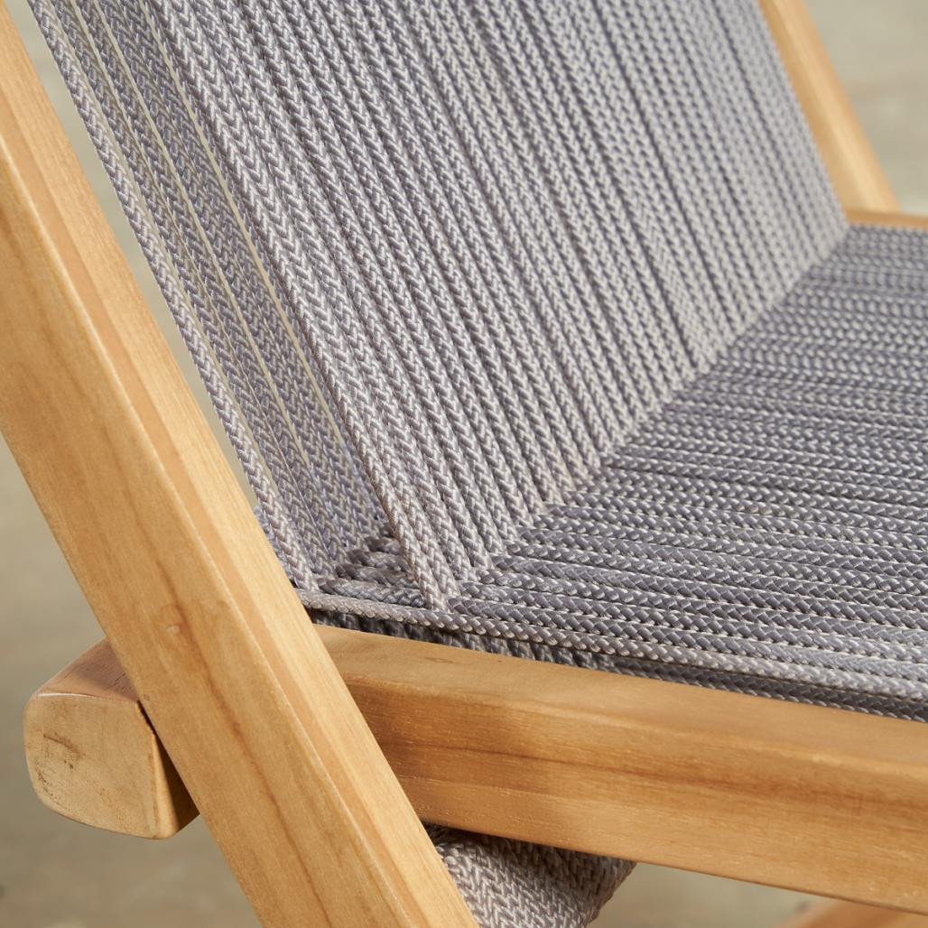 Lot de 2 chaises de jardin en teck et corde gris Kristo