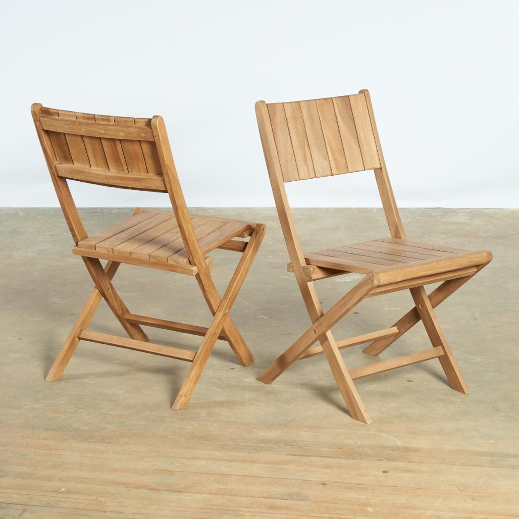 Ensemble de 2 chaises de jardin en teck pliantes Tosca Ensemble de 2 chaises de jardin en teck pliantes Tosca