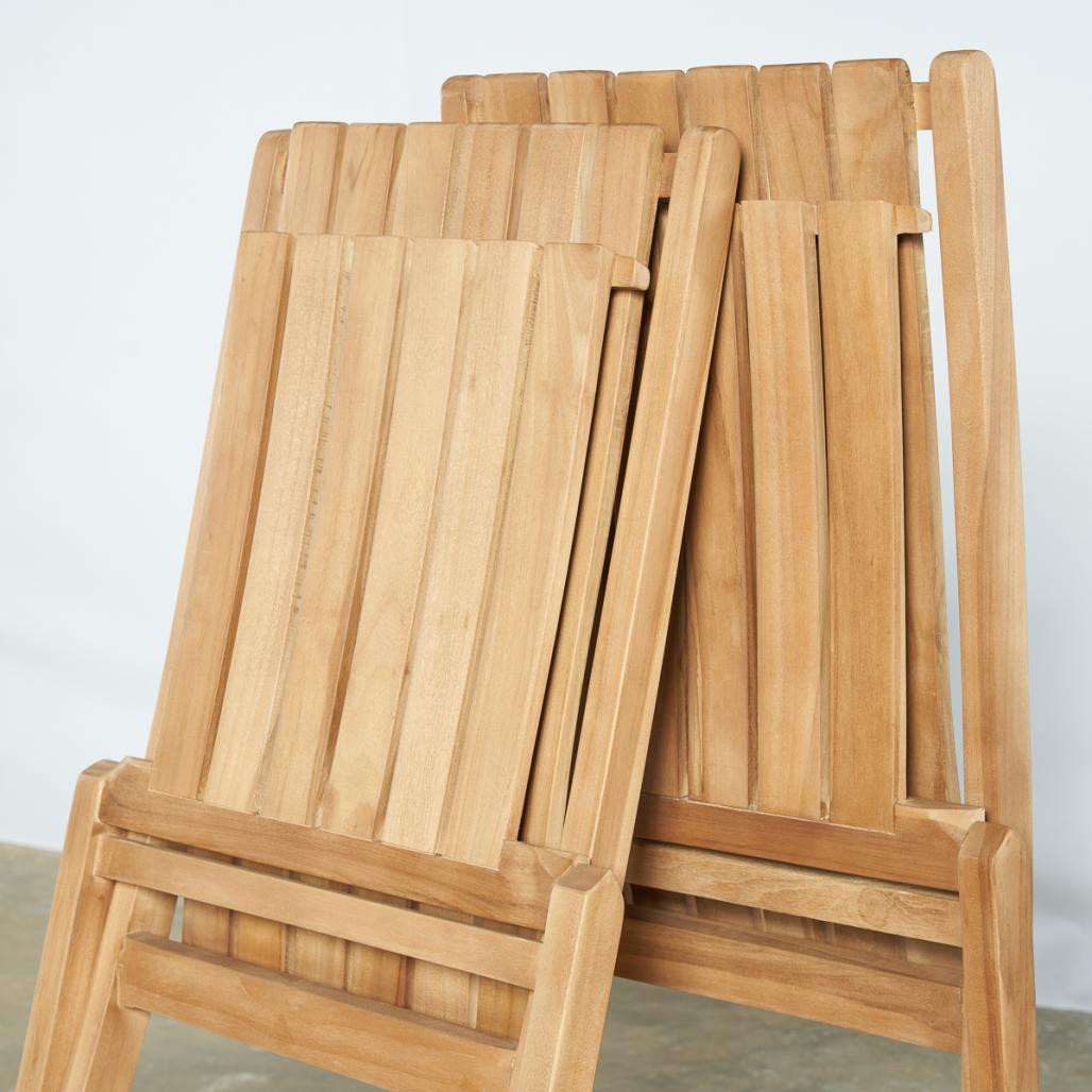 Ensemble de 2 chaises pliantes en teck Helza
