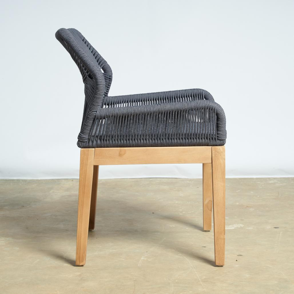 Silla de jardà­n de teca y cuerda gris oscuro Vera