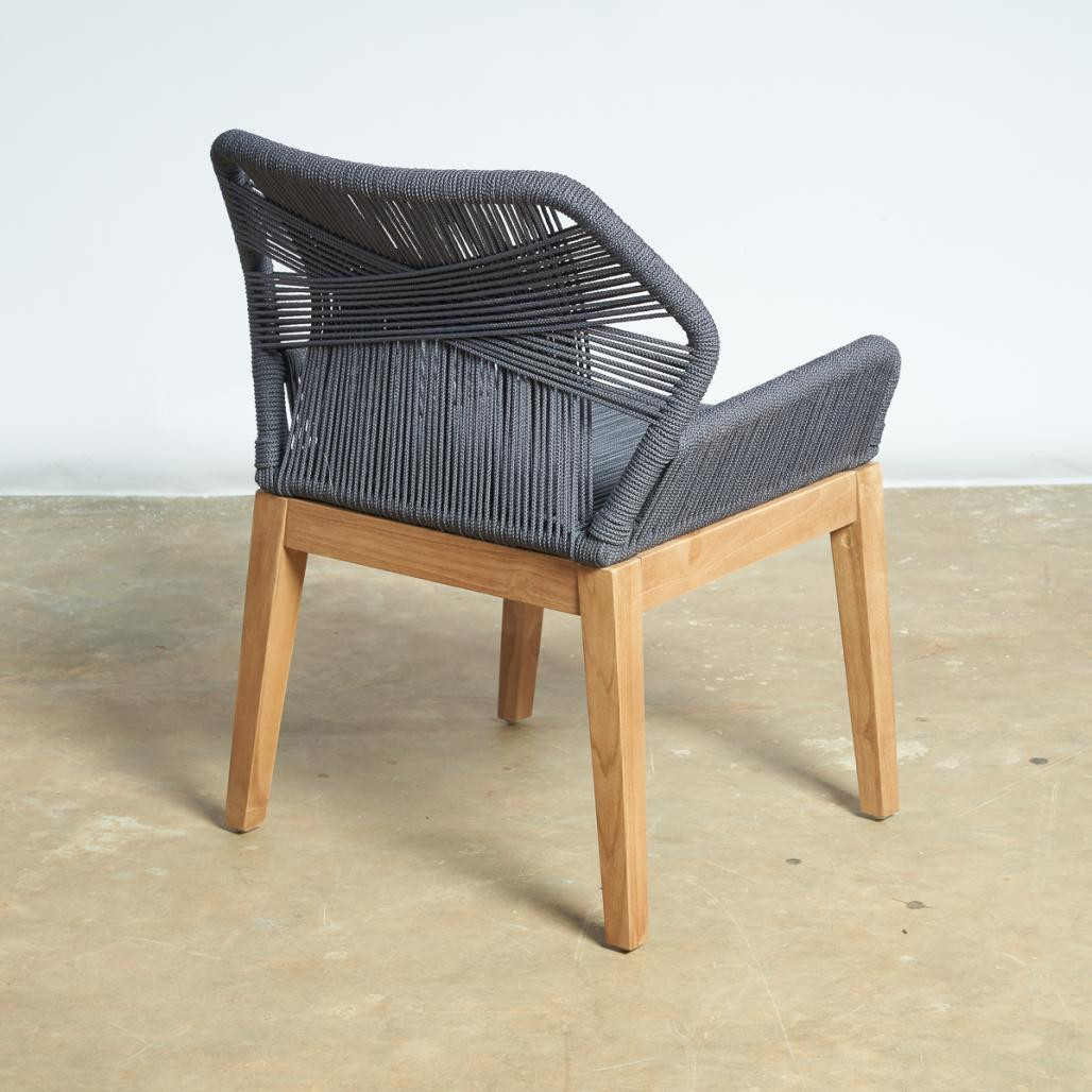 Silla de jardà­n de teca y cuerda gris oscuro Vera