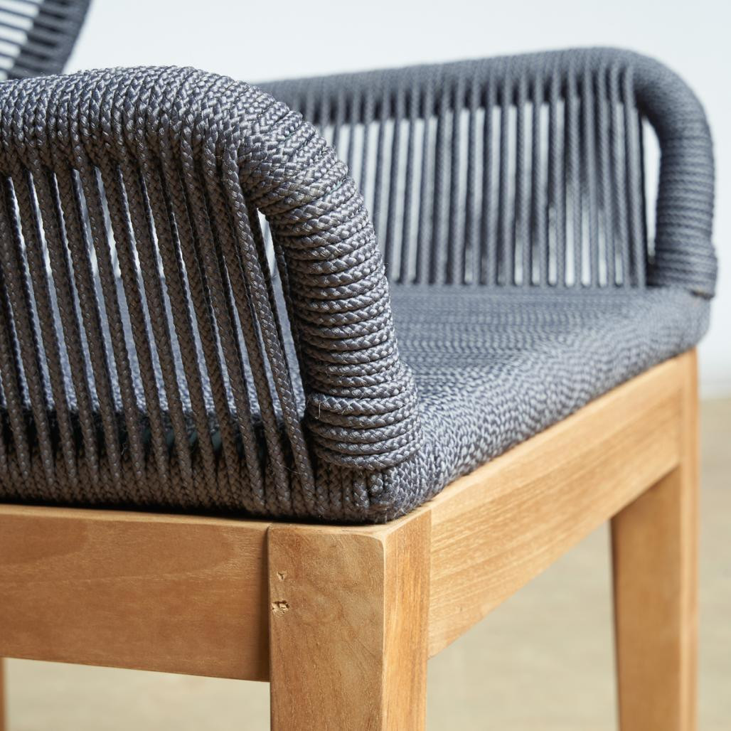Silla de jardà­n de teca y cuerda gris oscuro Vera