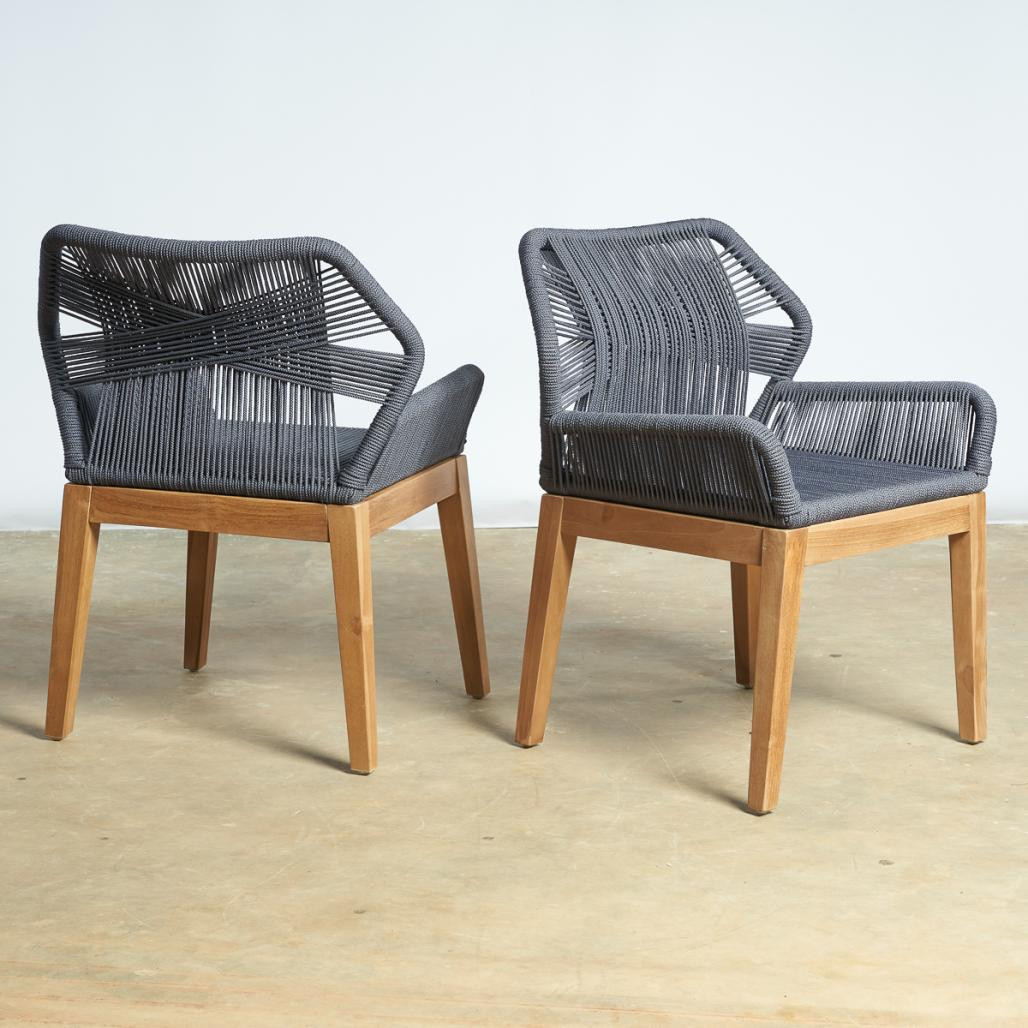 Silla de jardà­n de teca y cuerda gris oscuro Vera