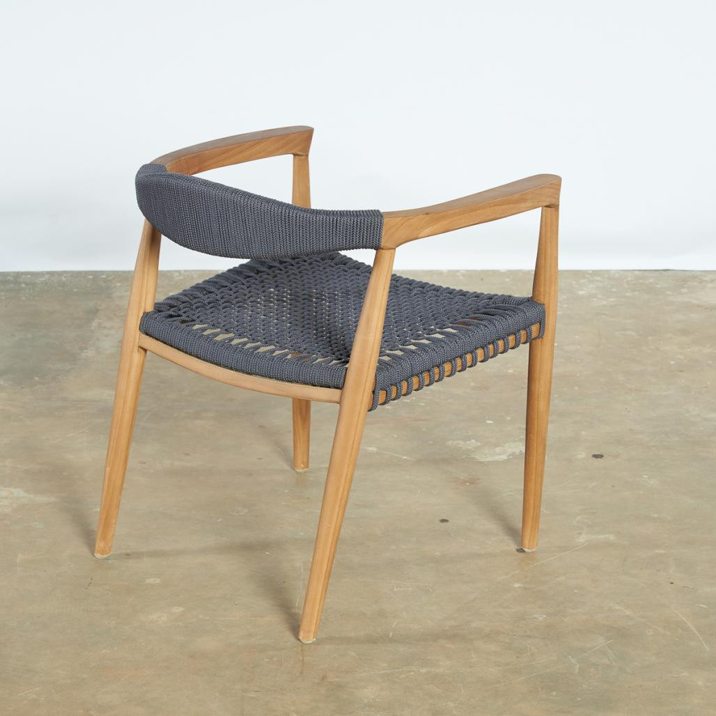 Sillón de jardàn de teca y cuerda gris oscuro César Sillón de jardàn de teca y cuerda gris oscuro César