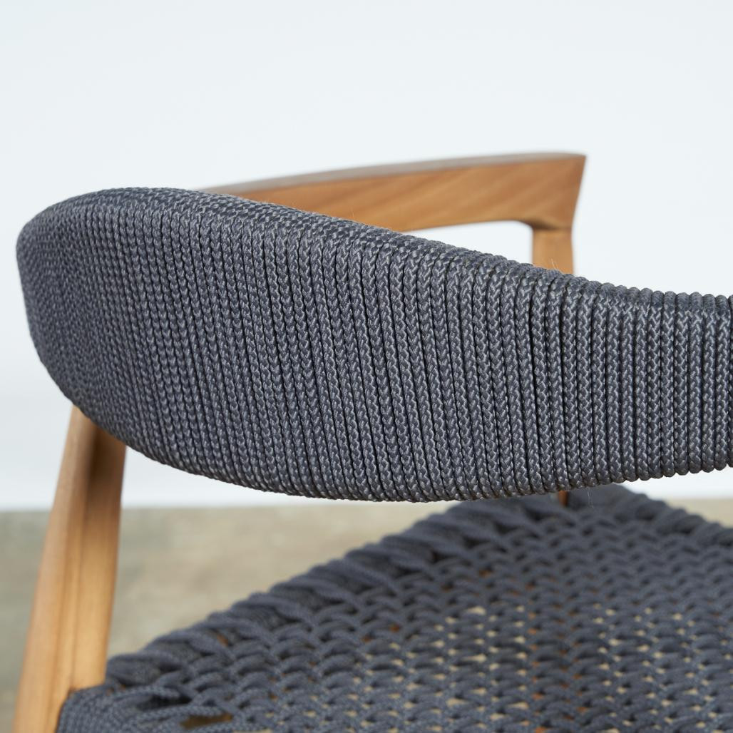 Sillón de jardàn de teca y cuerda gris oscuro César Sillón de jardàn de teca y cuerda gris oscuro César