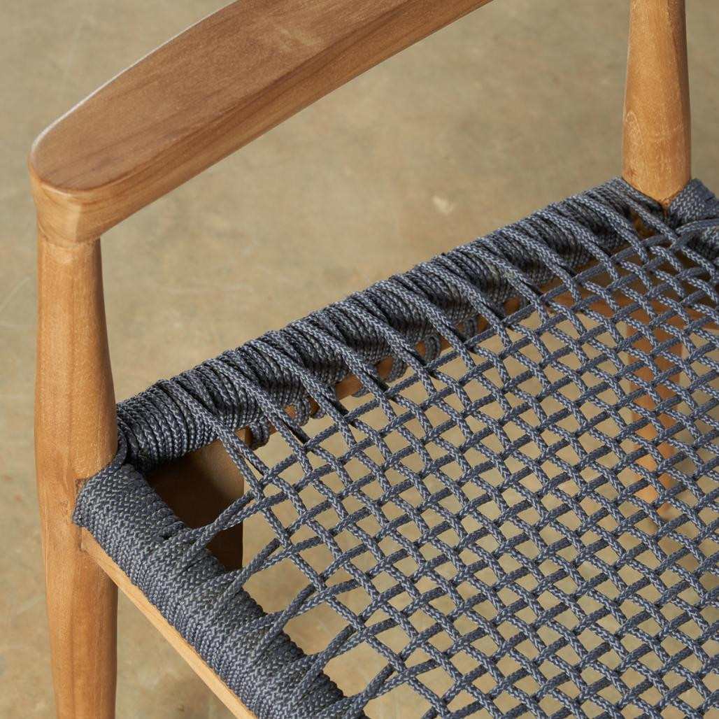 Sillón de jardàn de teca y cuerda gris oscuro César Sillón de jardàn de teca y cuerda gris oscuro César