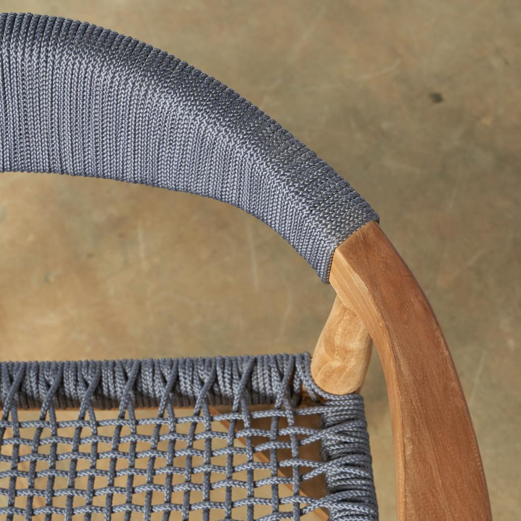 Sillón de jardàn de teca y cuerda gris oscuro César Sillón de jardàn de teca y cuerda gris oscuro César