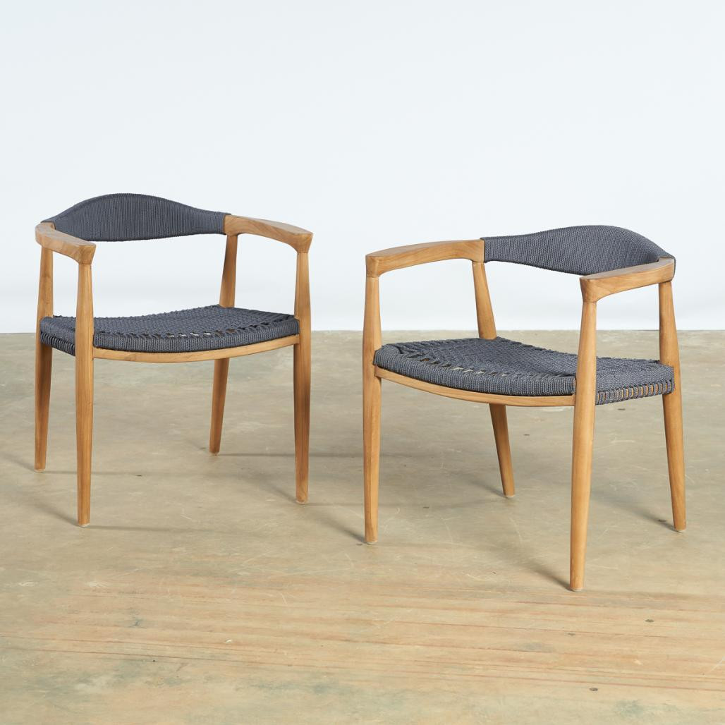 Sillón de jardàn de teca y cuerda gris oscuro César Sillón de jardàn de teca y cuerda gris oscuro César