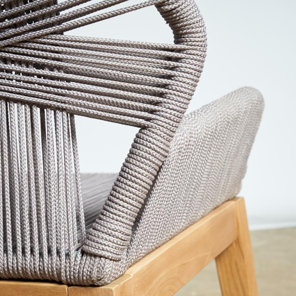 Silla de jardà­n de teca y cuerda gris Vera