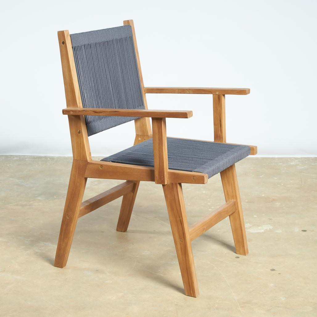 Sillón de jardà­n de teca y cuerda gris oscuro Cléo