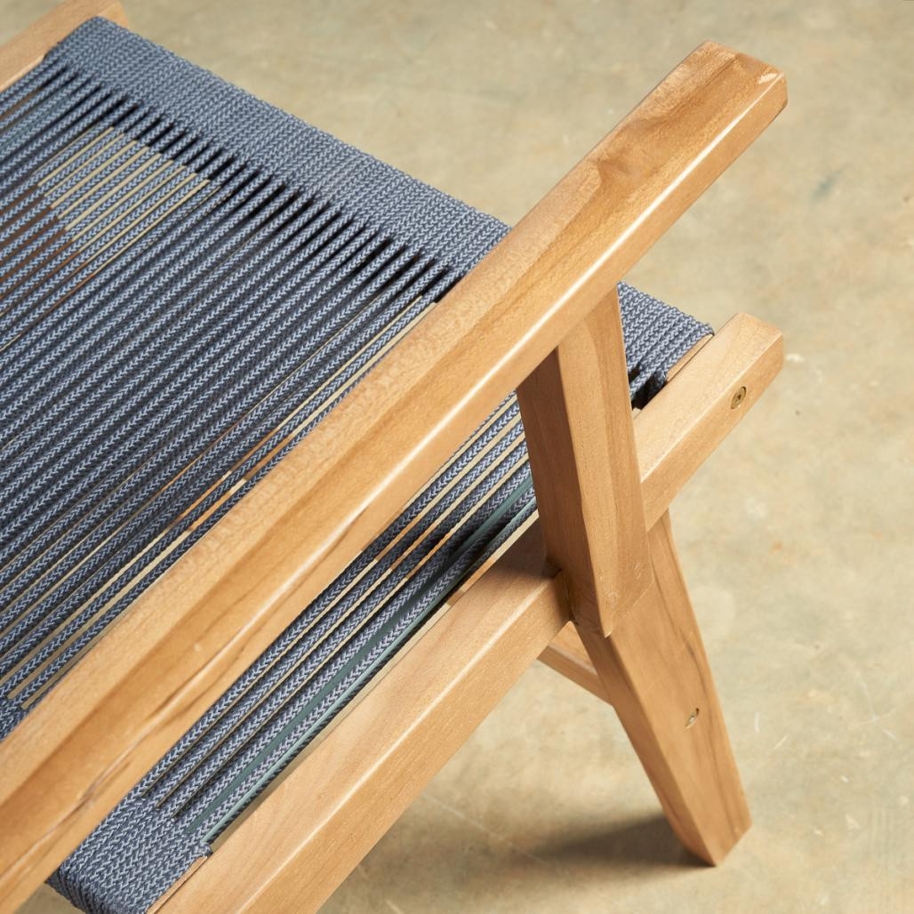 Sillón de jardà­n de teca y cuerda gris oscuro Cléo