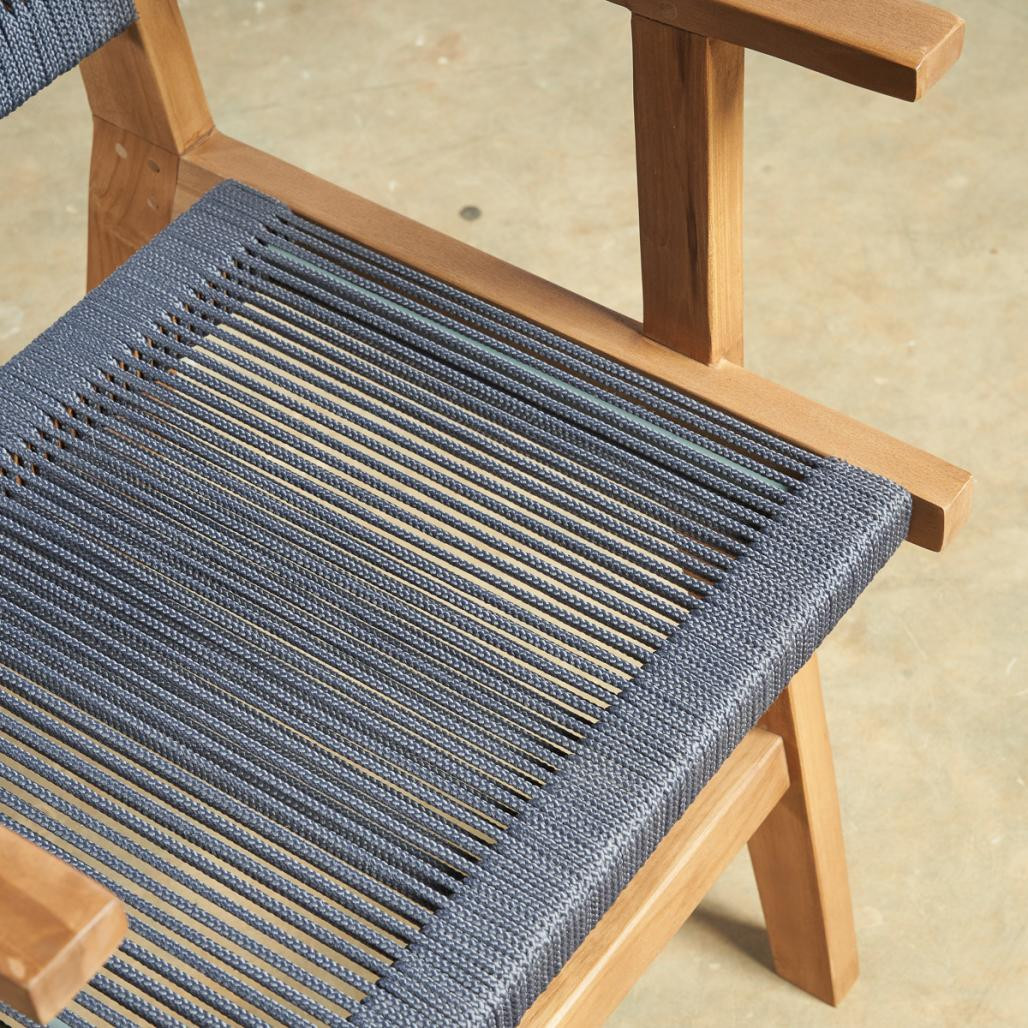 Sillón de jardà­n de teca y cuerda gris oscuro Cléo