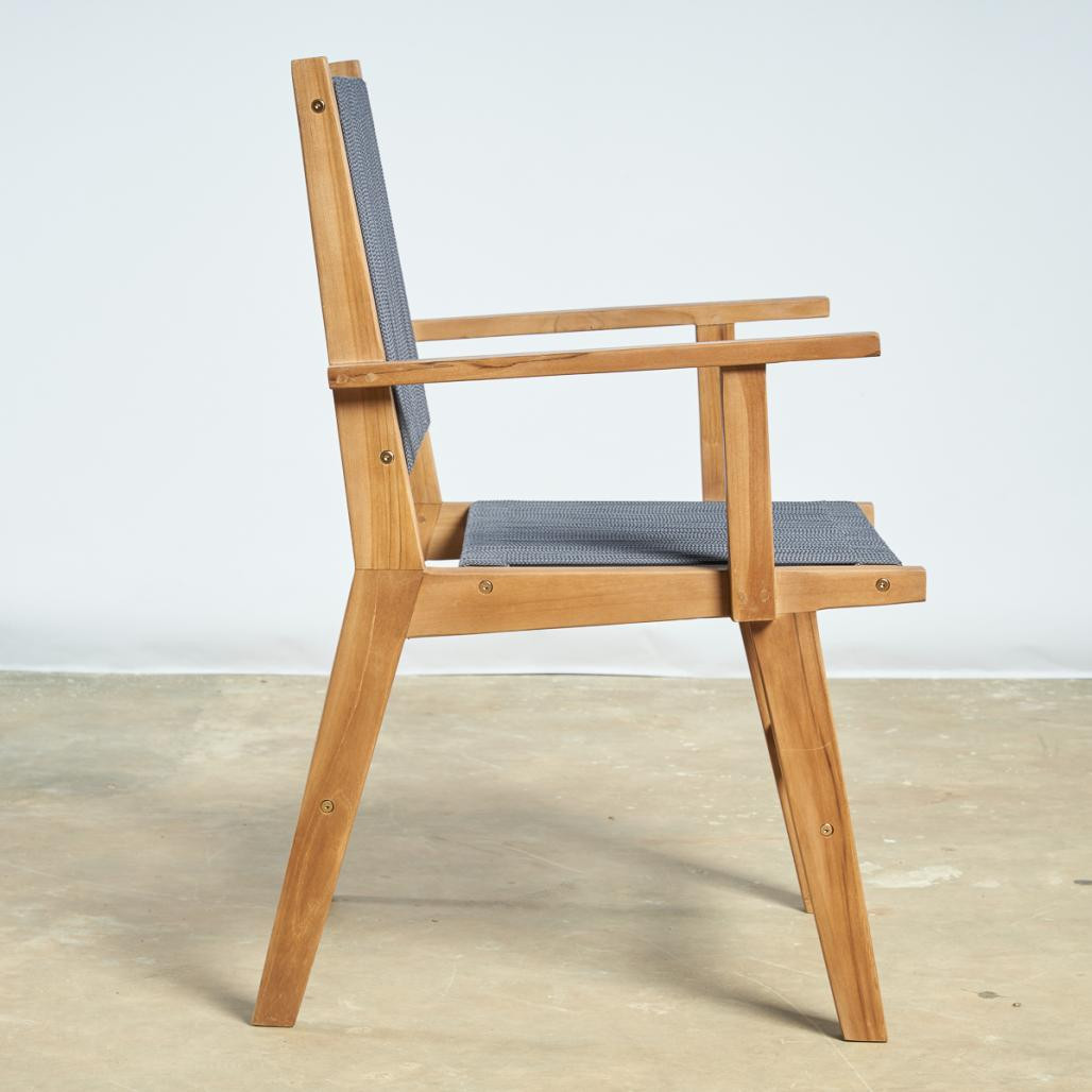 Sillón de jardà­n de teca y cuerda gris oscuro Cléo