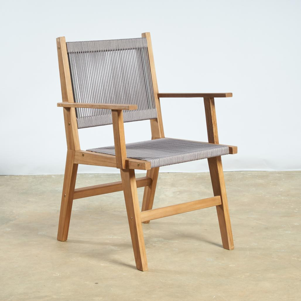 Sillón de jardàn de teca y cuerda gris Cléo Sillón de jardàn de teca y cuerda gris Cléo