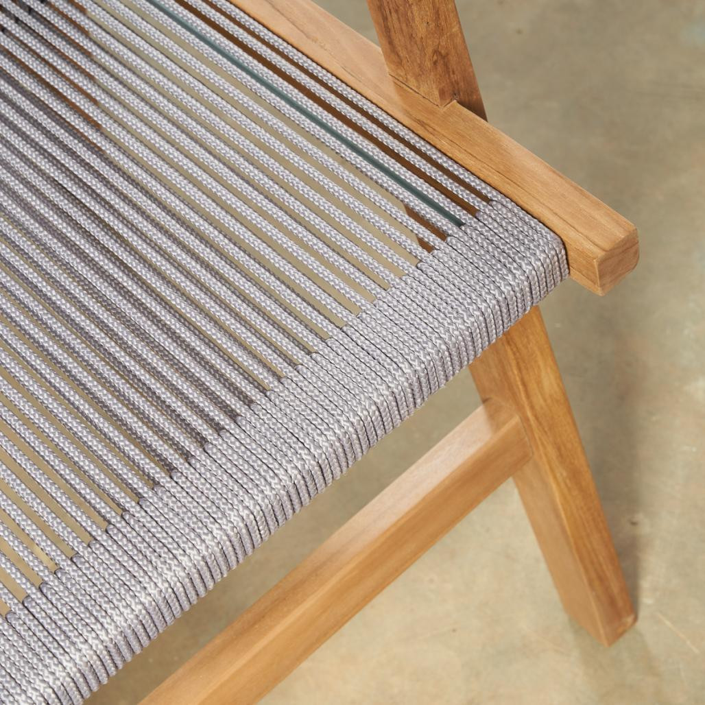 Sillón de jardàn de teca y cuerda gris Cléo Sillón de jardàn de teca y cuerda gris Cléo