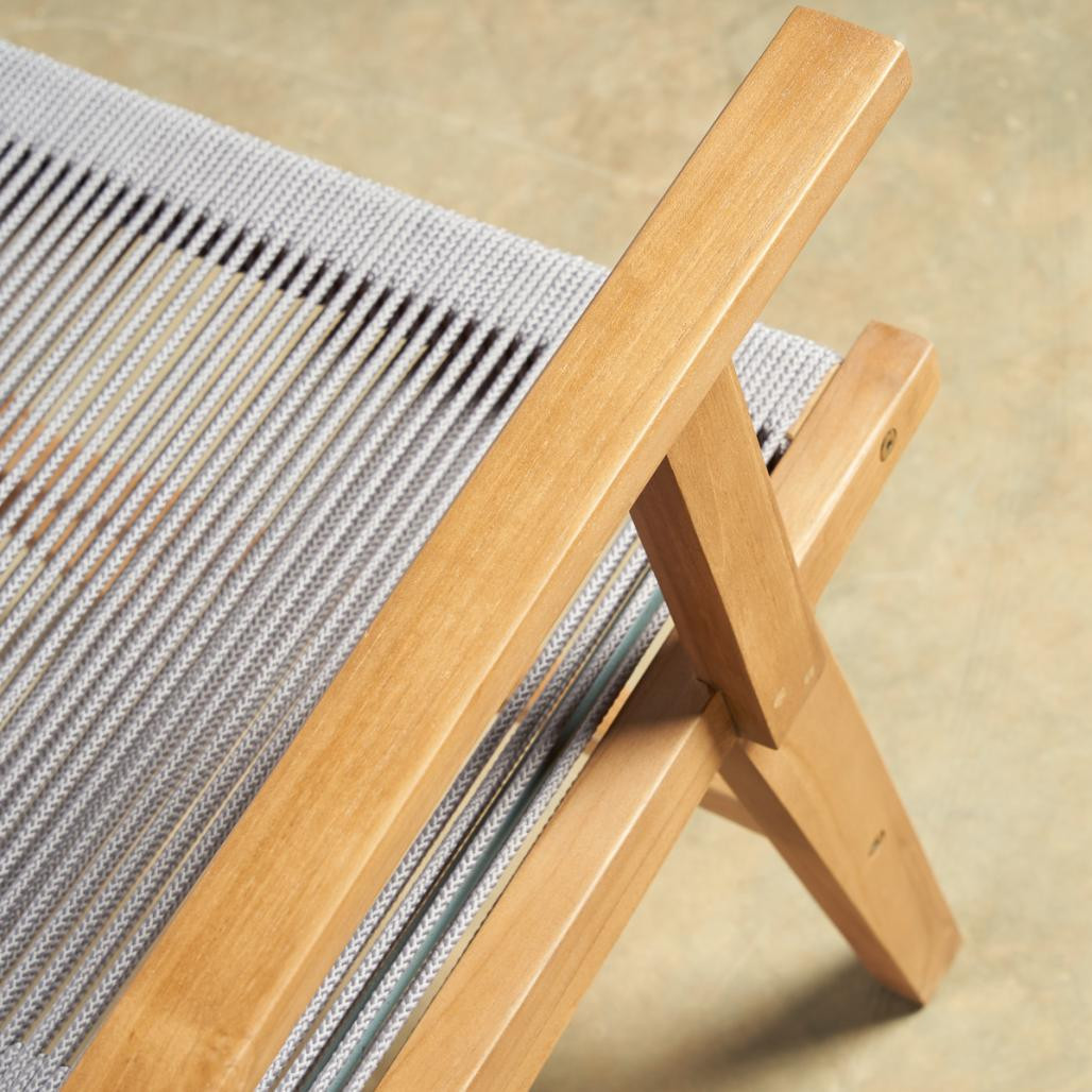 Sillón de jardàn de teca y cuerda gris Cléo Sillón de jardàn de teca y cuerda gris Cléo