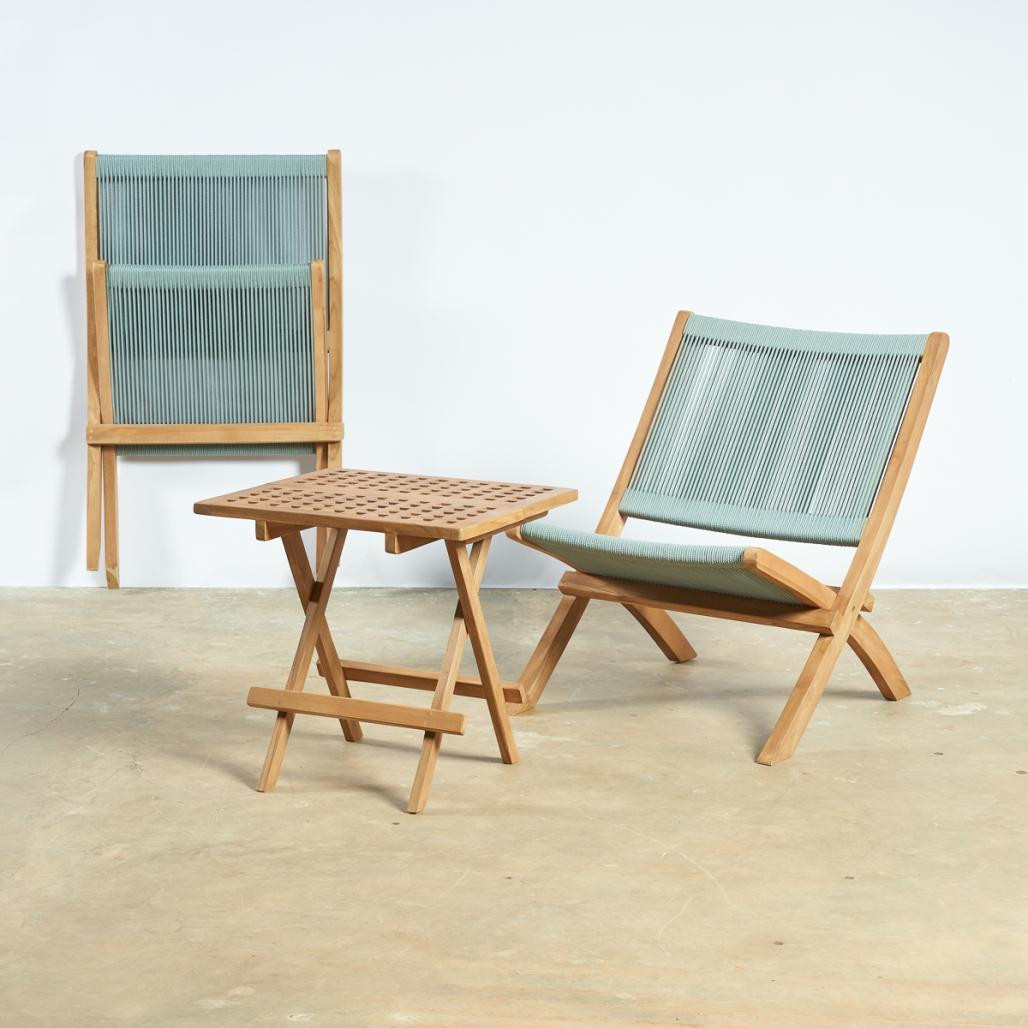 Sillón de jardà­n lounge de cuerda esmeralda Jala