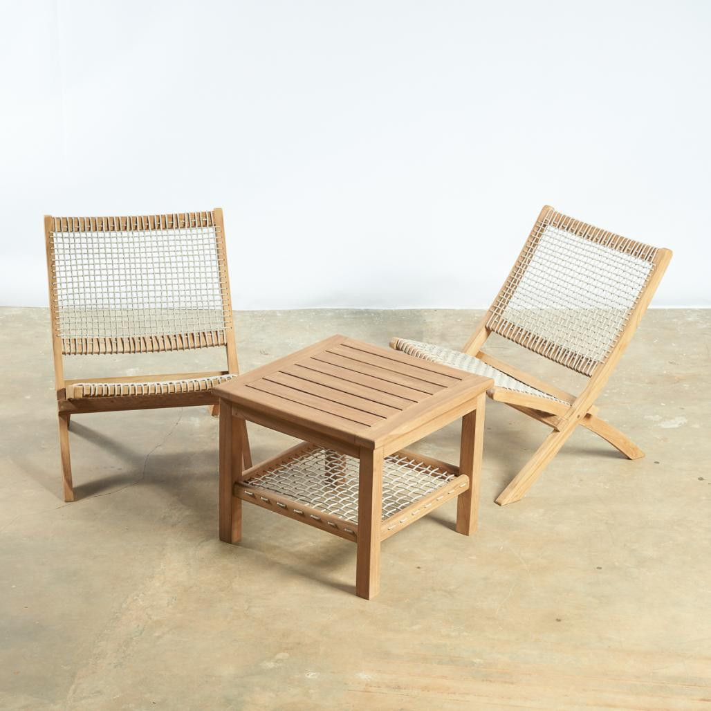 Sillón de jardà­n lounge de cuerda natural Leina