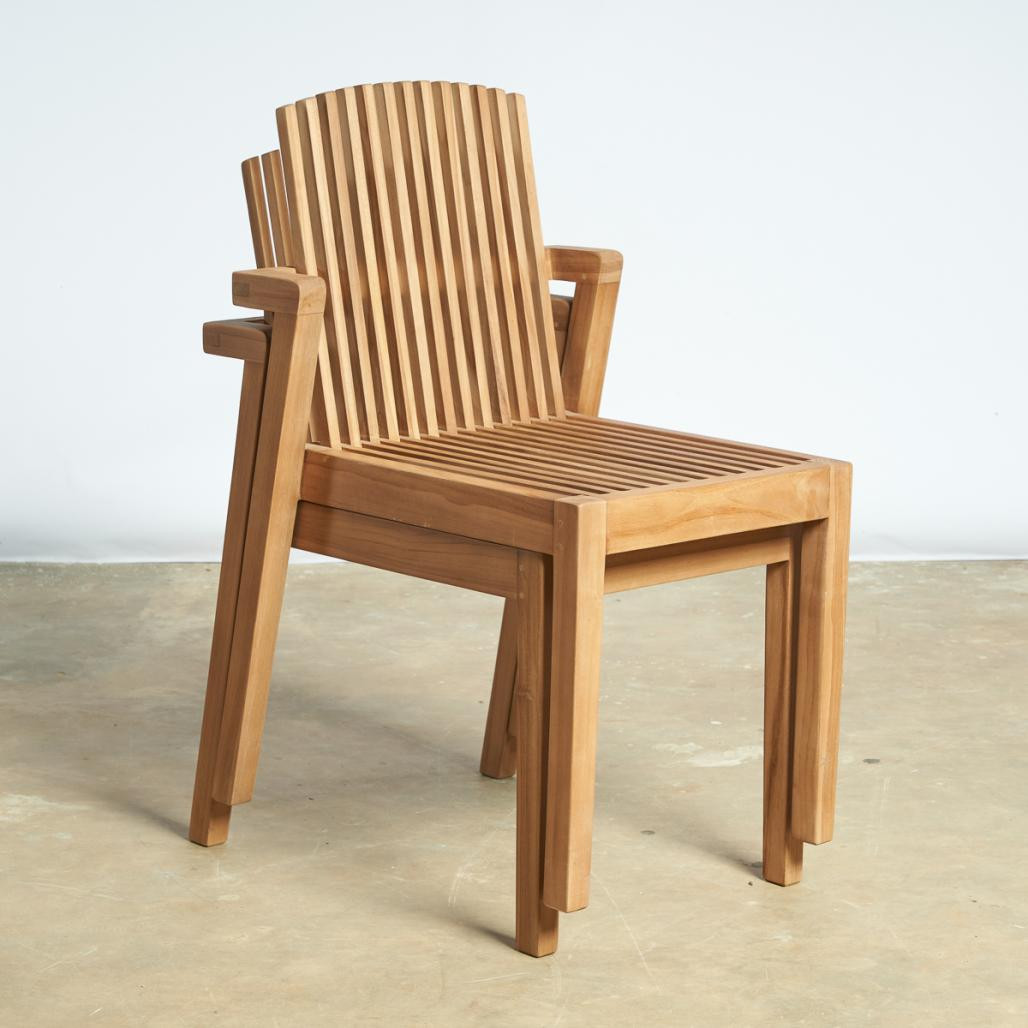 Ensemble de jardin table ronde et 6 chaises en teck