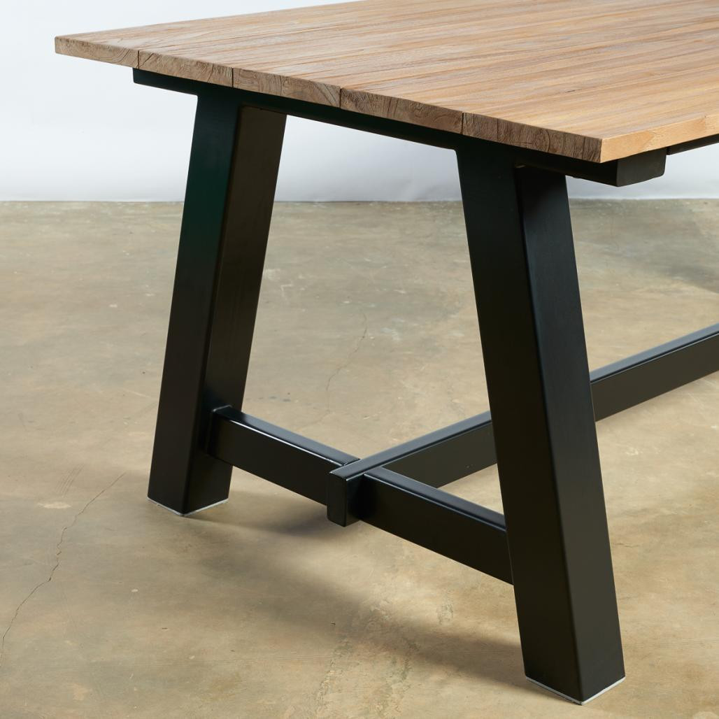 Ensemble table de jardin en teck et 6 fauteuils gris Ensemble table de jardin en teck et 6 fauteuils gris