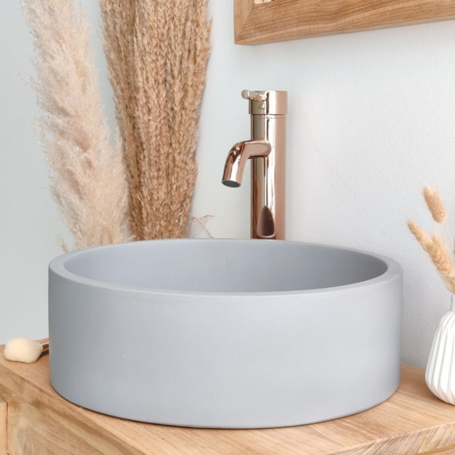 Lavabo de hormigón redondo 38cm gris Nox