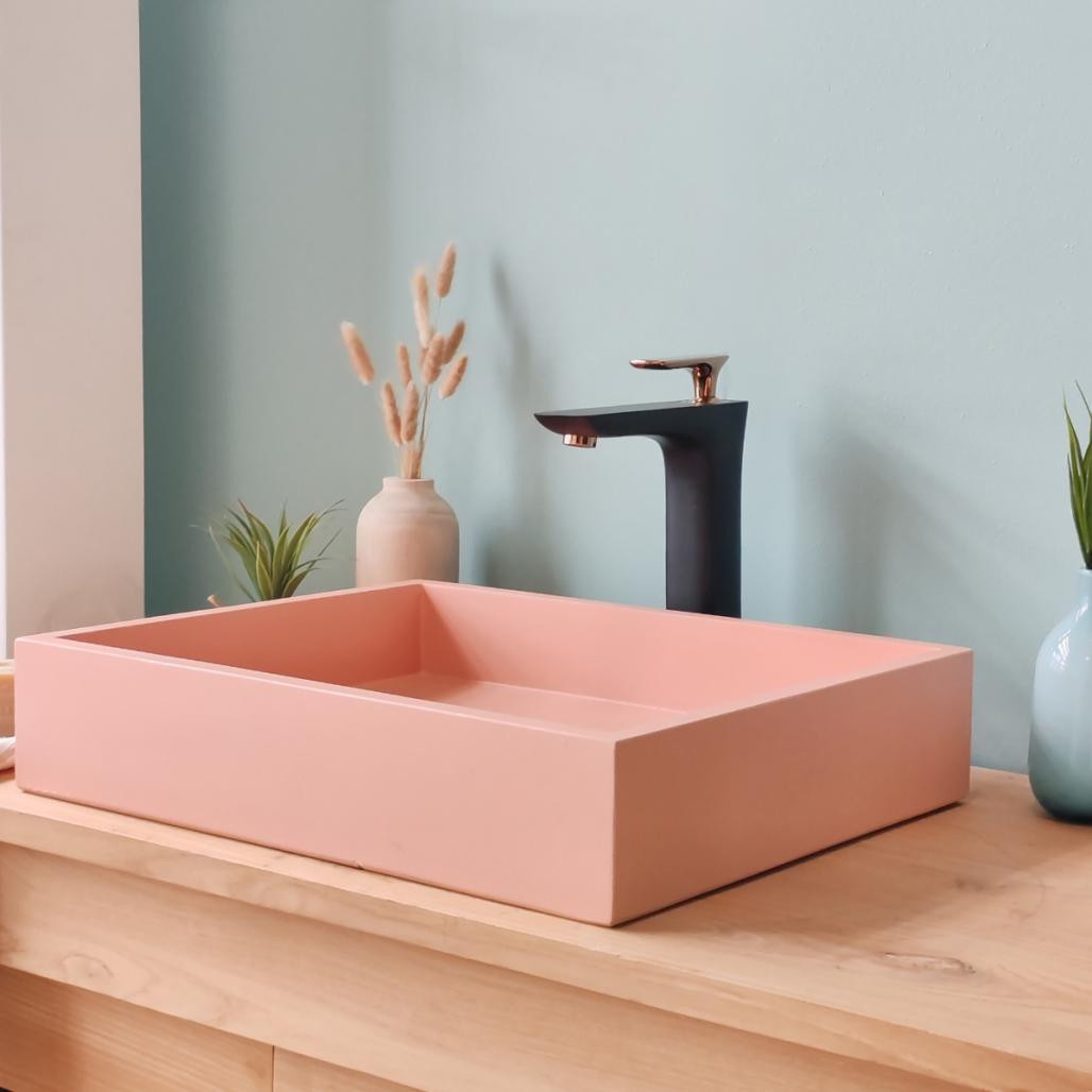 Lavabo rectangular de hormigón 50cm Durazno Okia