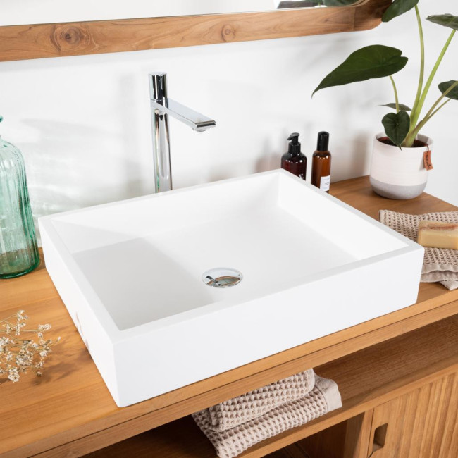 Lavabo de hormigón blanco Okia
