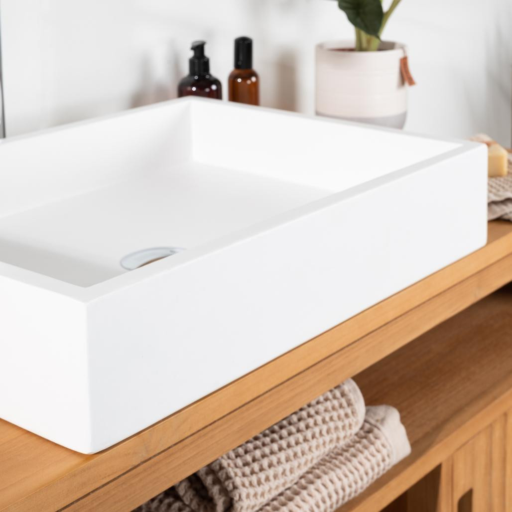 Lavabo de hormigón blanco Okia Lavabo de hormigón blanco Okia