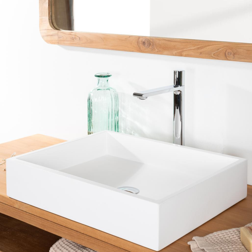 Lavabo de hormigón blanco Okia Lavabo de hormigón blanco Okia