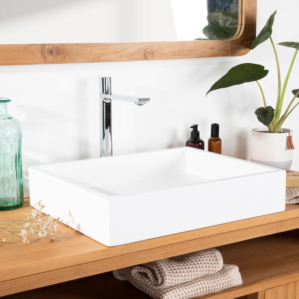 Lavabo de hormigón blanco Okia Lavabo de hormigón blanco Okia